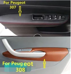 For Peugeot 307  Microfiber Leather Car Door Armrest Panel Protective Cover For Peugeot 308  car accessories interior 4Pcs/SET