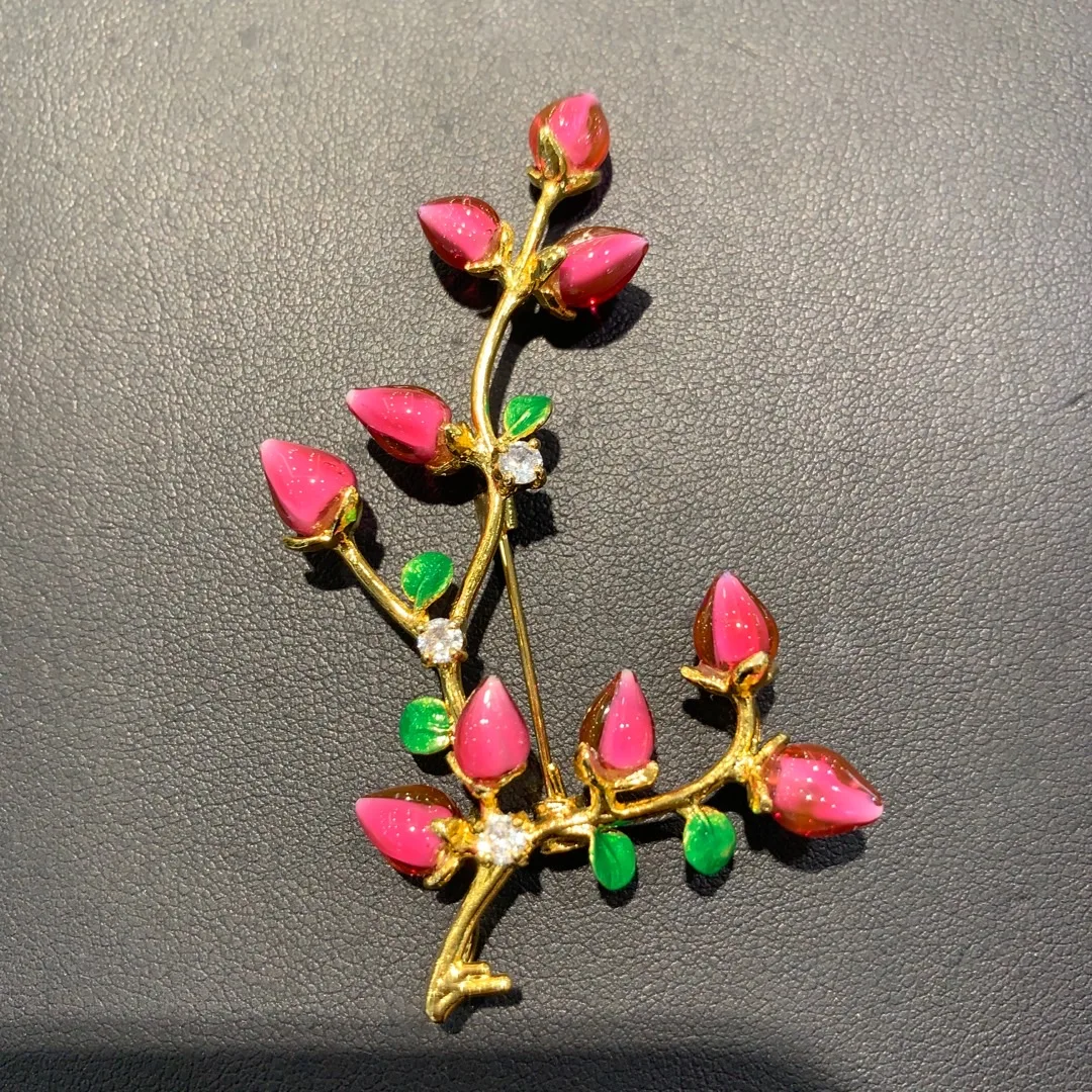 vivid color coloured glaze brooch & pendant double use flower bud 69*48MM fashion women jewelry free shipping