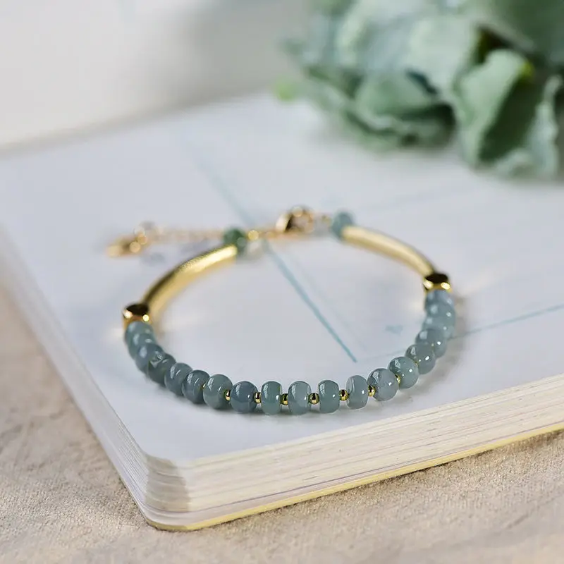 Natural Stone Abacus Beads Bracelet Jade Bangle With Extension Chain Women Handmade Lucky Chakra Friendship Couple Charm Jewelry