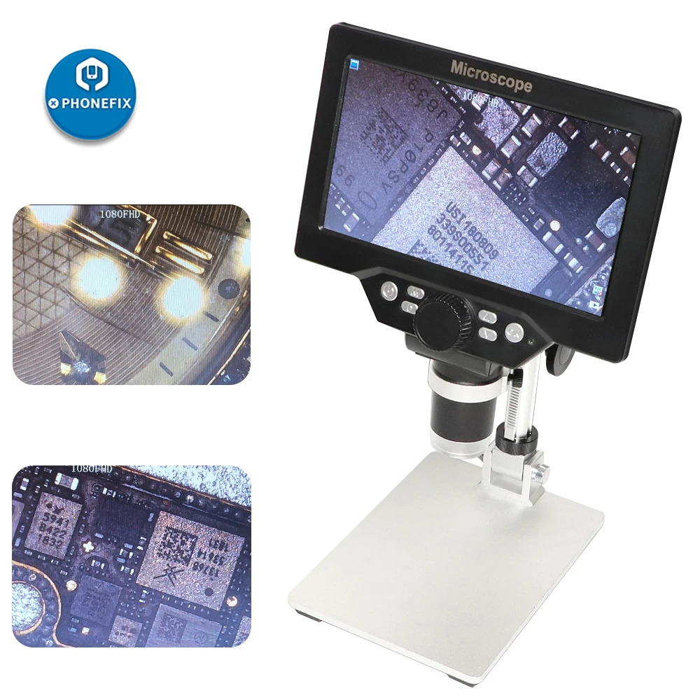 12MP 1200X USB Magnifier Electronic Microscope Portable 1080FHD 720P VGA Microscope +7 Inch HD Screen for PCB Motherboard Repair