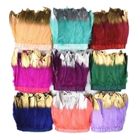 2Meter Gold Silver Goose Feathers Trim on Tape Fringe Ribbon Geese Feather for Crafts Golden Needlework Accessories Decoration