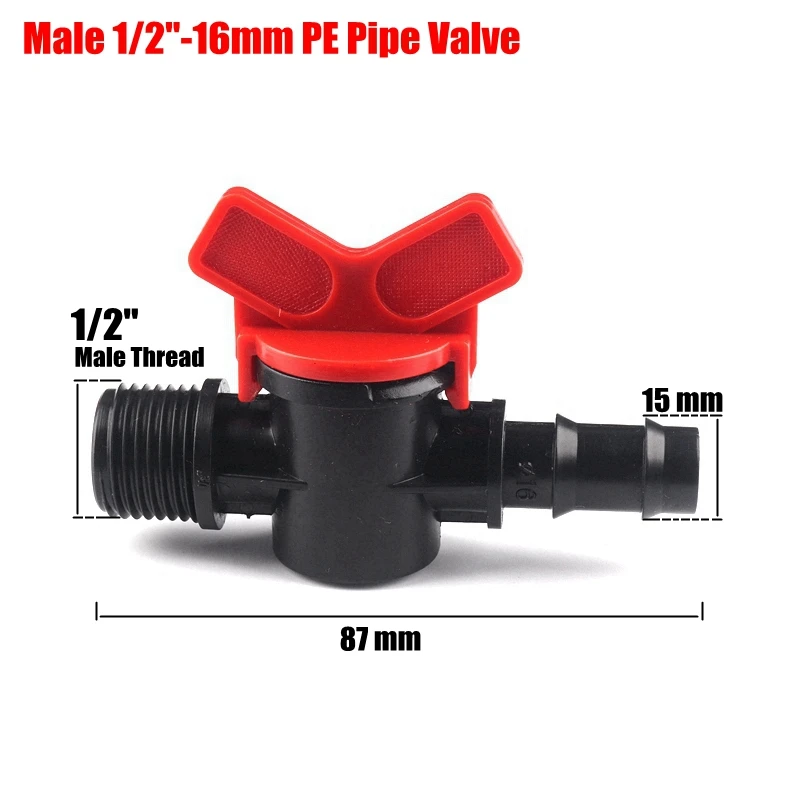 

20pcs 1/2"-16mm PE Irrigation Pipe Ball Valve Farm Greenhouse Drip Irrigation System Water Controllers Garden Water Connectors