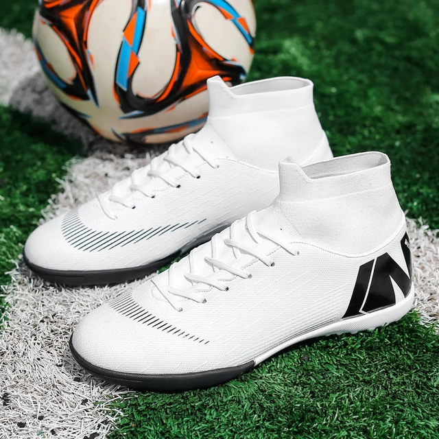 Hot Sale Men High Ankle Football Boots Soccer Cleats Turf Shoes White Soccer Shoes Indoor Futsal Sneakers Chaussure Football AliExpress