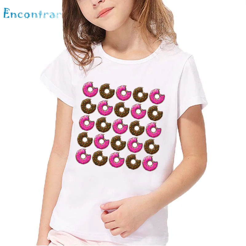 Kids Doughnuts Gather Funny T shirt Baby Summer Short Sleeve Tops Boys and Girls Casual White T-shirt,oHKP5573