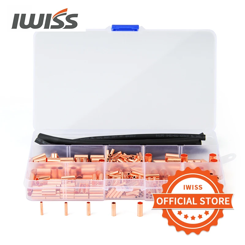 

480pcs Copper GT small copper tube connecting tube wire joint terminal crimping small copper tube butt terminal connector set