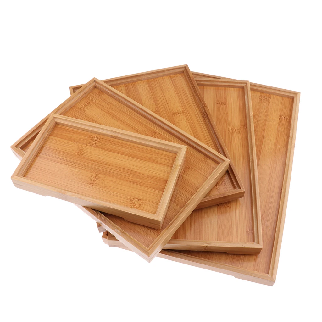 Wooden Rectangular Serving Tray Food Tea Dish Kitchen Vintage Solid Wood Stand Tray Hotel Dinner Plate Storage Tray Tableware