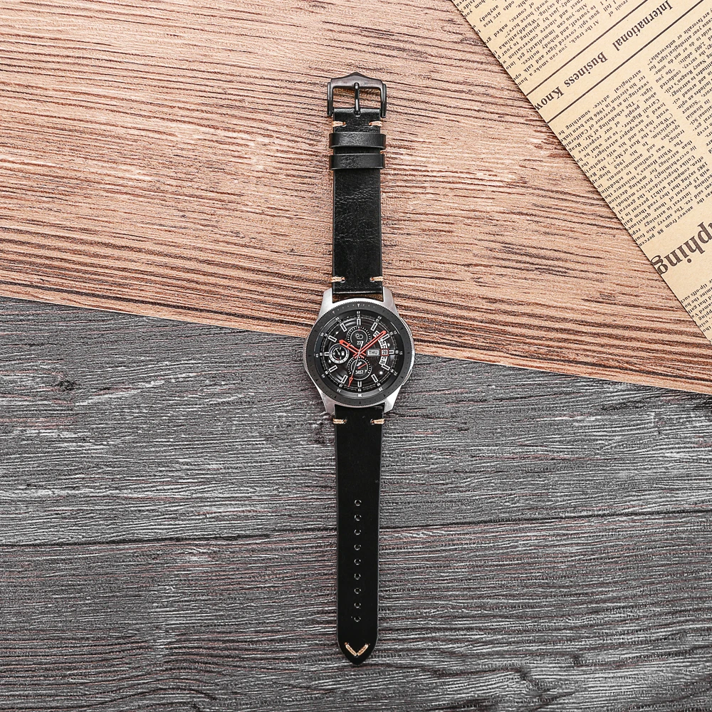 Genuine Leather Watch Strap 20mm 22mm Oil wax Leather Watchband Belt High Quality Handmade Unisex Vintage Black Army Green Strap