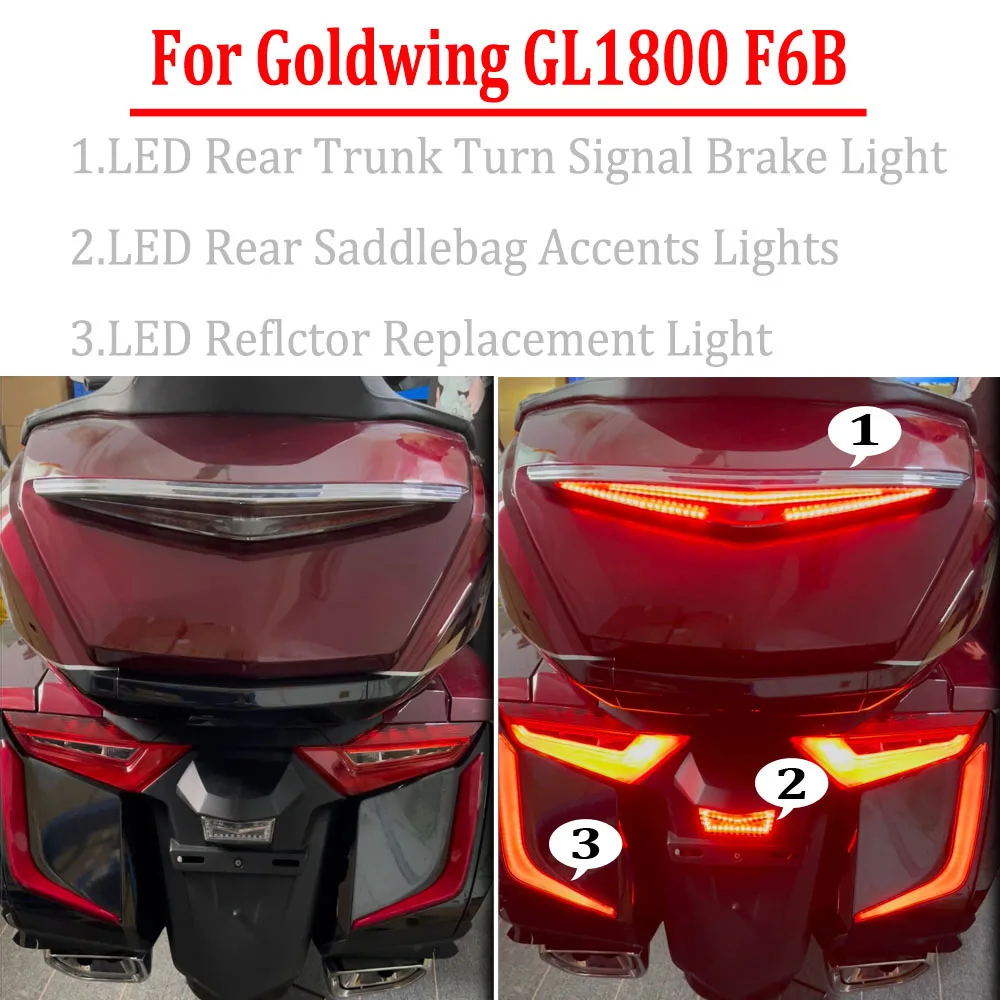 

Motorcycle LED Reflctor Replacement Light Rear Trunk Turn Signal Saddlebag Accents Lights For Honda Gold Wing 1800 GL1800 F6B