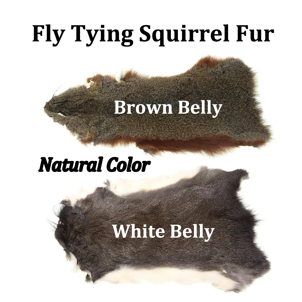 Bimoo Whole Squirrel Skin Fly Tying Dry Fly Nymph Bug Dubbing Material Thick Soft Hair Squirre Fur 7 Colors