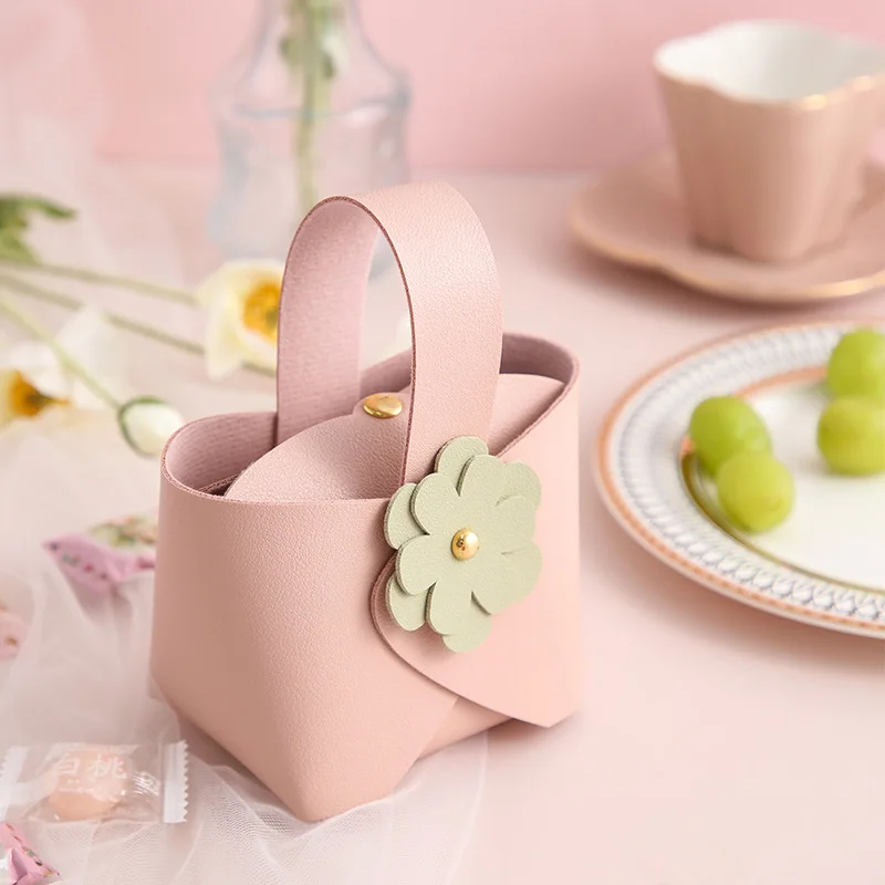 20 PCS Leather Small Flower Bag Can Be Portable Candy Box Creative Wedding Party Supplies Exquisite Small Gift Box