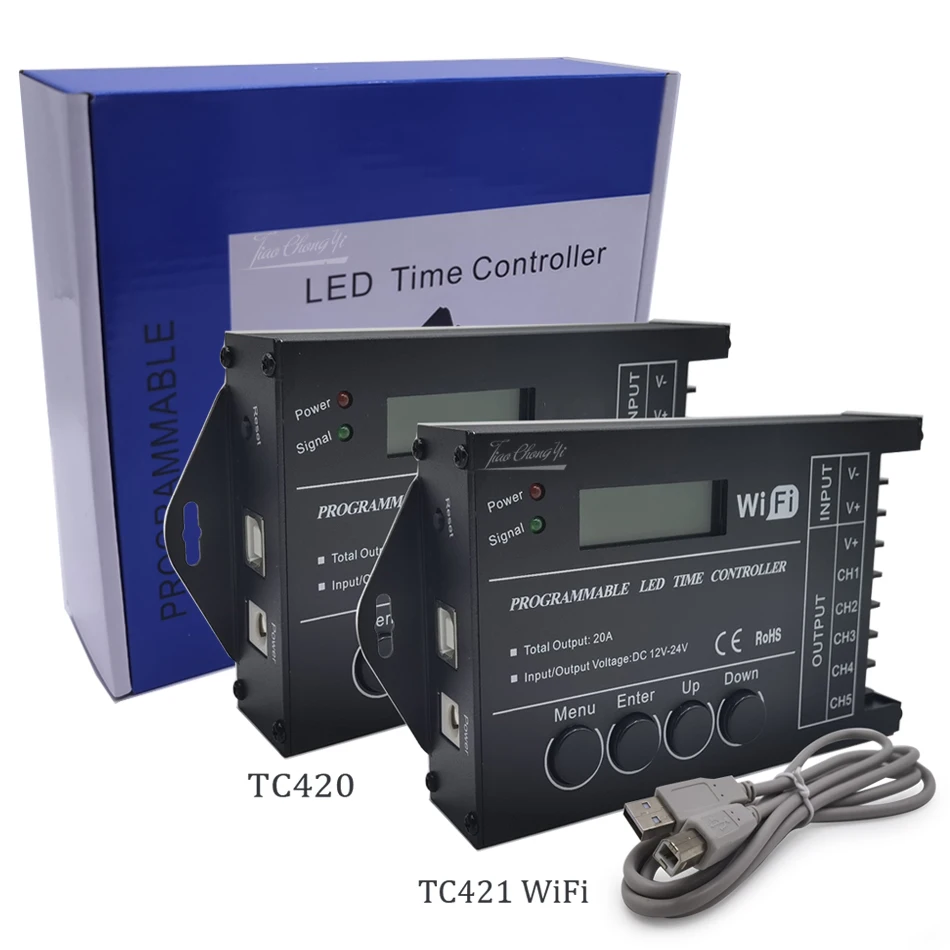 

TC420 TC421 programmable 5CH RGB led strip light time WiFi controller dimmer DC12-24V used in aquariums, fish tank, plant grow