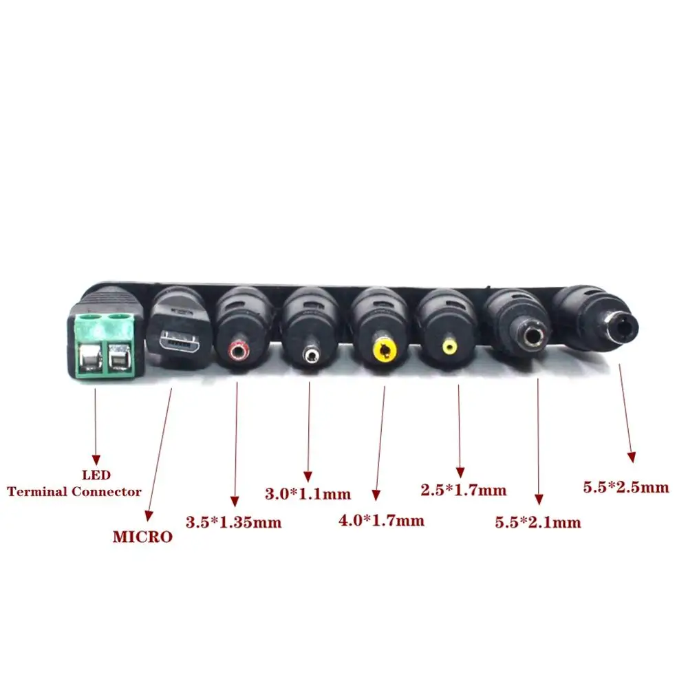 8pcs/lot DC Power Jack 5.5 x 2.1mm Female To 5.5*1.7mm 4.8 2.5 2.1 0.7 3.5 4.0*1.35mm micro usb termimal Male Plug view 4