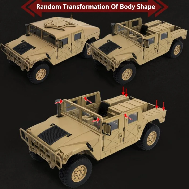Wielkoformatowa zdalnie sterowana imitacja wojskowa ciężarówka terenowa 1/10 2.4G 16CH 4WD 30 KM/H szybka transformacja ciała elektryczny Buggy RC