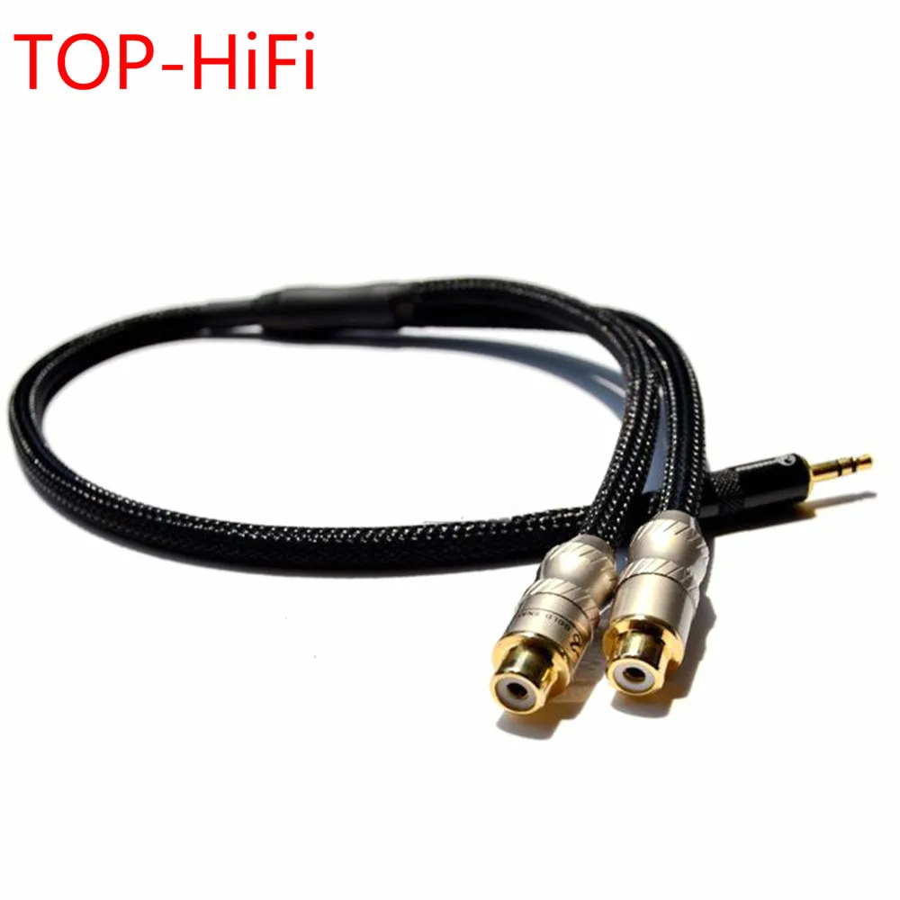 

TOP-HiFi Free shiping 3.5mm Male to 2 RCA Female Audio Adapter Cable 5N 99.99% OFC copper Audio Cable with SNAKE Connector