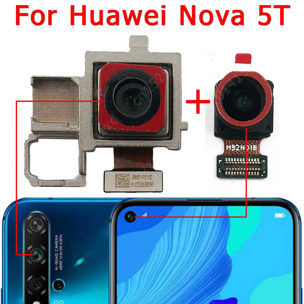 For Huawei Nova 5T Front Rear View Back Up Camera Frontal Main Facing Small Camera Module Flex Replacement Spare Parts