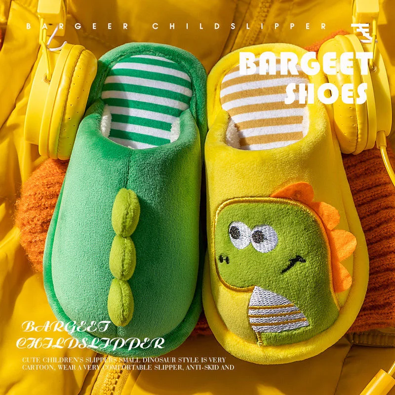 

Winter Kids cute Slippers For Boys Grils Dinosaur Flip Flops Soft Non-slip Children Home Baby Warm Cotton Indoor Shoes