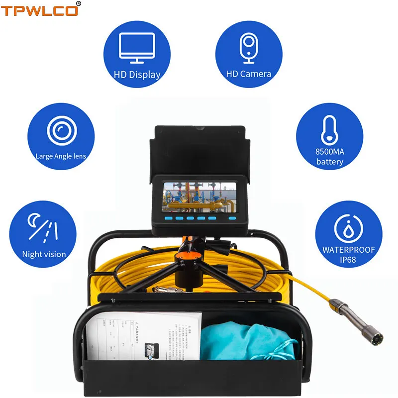 

Waterproof 17mm Sewer Drain Pipe Inspection Video Camera With 6pcs LEDS 10m Cable 4.3inch Monitor Industrial Endoscope System