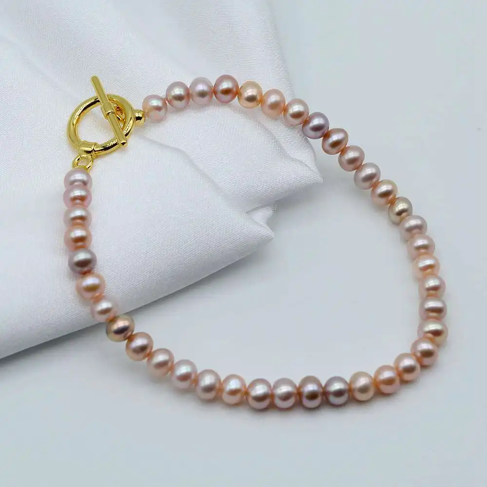 

Cute Pearl Bracelet AAAA Round Natural Purple Freshwater Pearl Beaded Bracelet Diameter 5mm Small Pearl Girl Bracelet