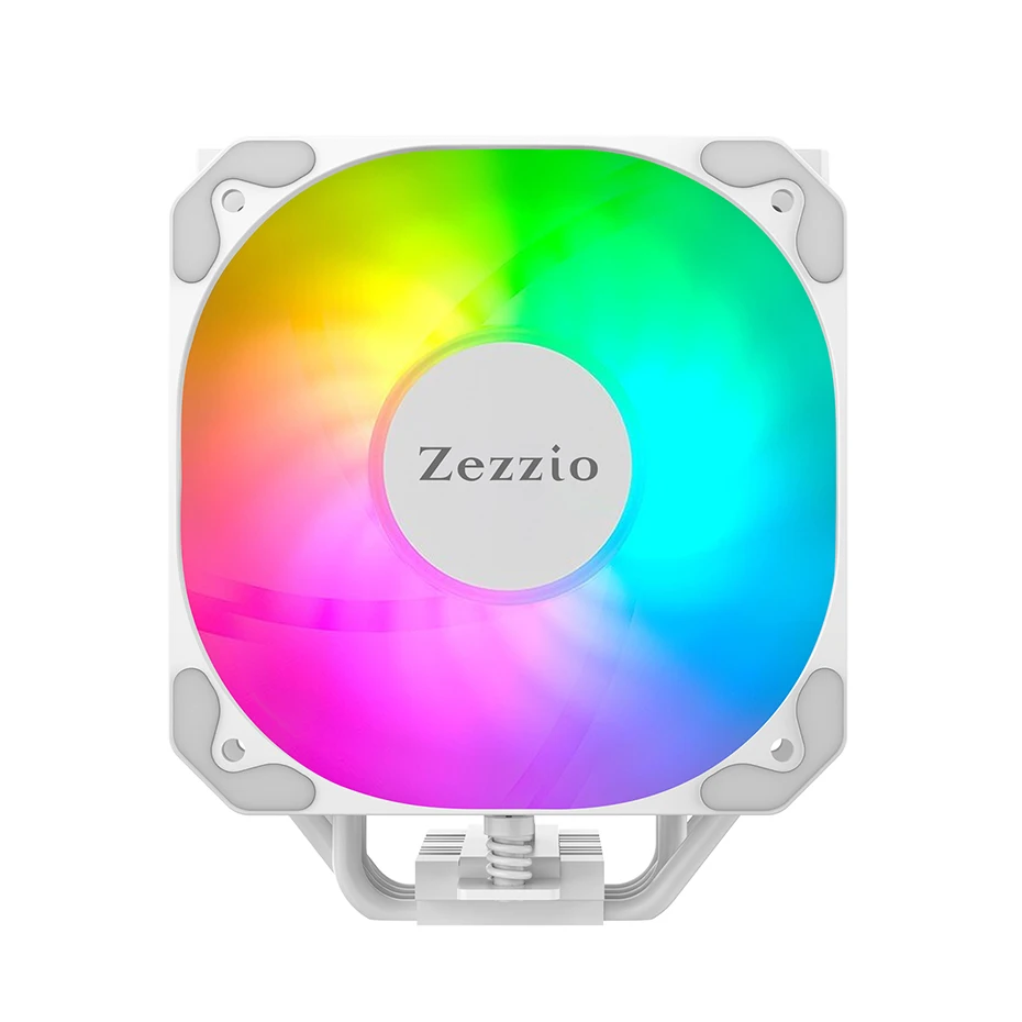 Zezziio-enfriador de CPU de 4 tubos de calor, torre de ventilador de refrigeración de 5V, 3 pines, ARGB, disipador de calor para Intel LGA115X 1200 AMD AM4, Blanco/Negro, ZH-J130