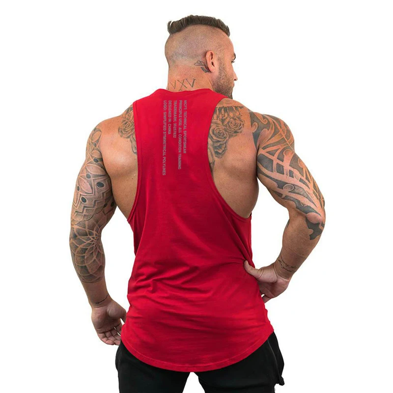 Racer Back mens Big Holes Sleeveless Tank Tops Gym Clothing Cotton Training Wear Sports Singlets Stringers Workout Tops