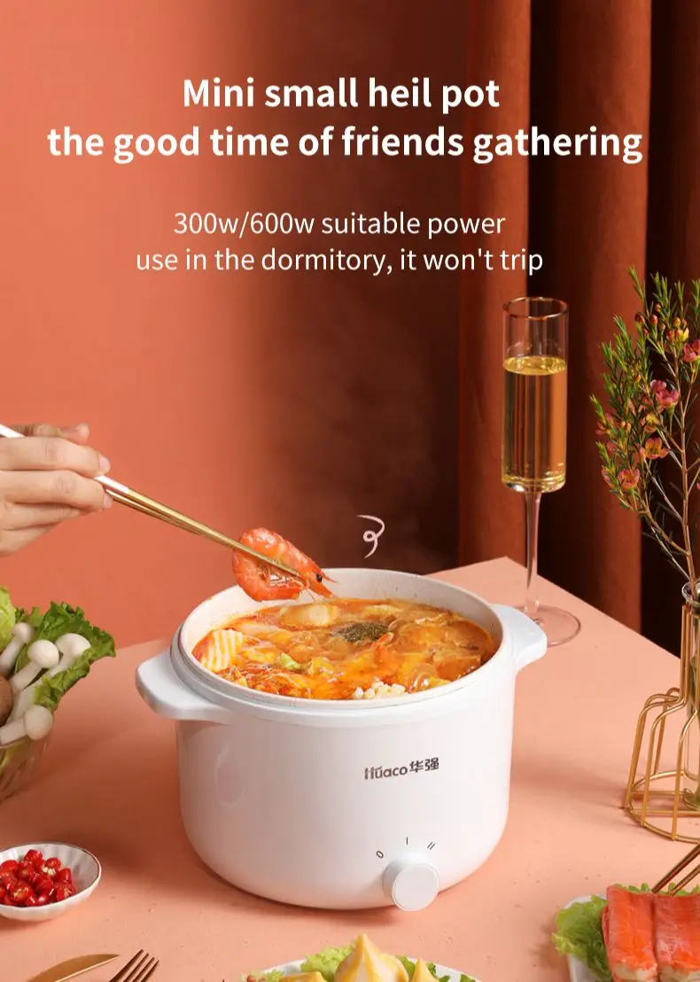 Huaco 2l panela de cozinha elétrica única/dupla camada multifuncional frigideira cozinha do agregado familiar máquina antiaderente frigideira 220v