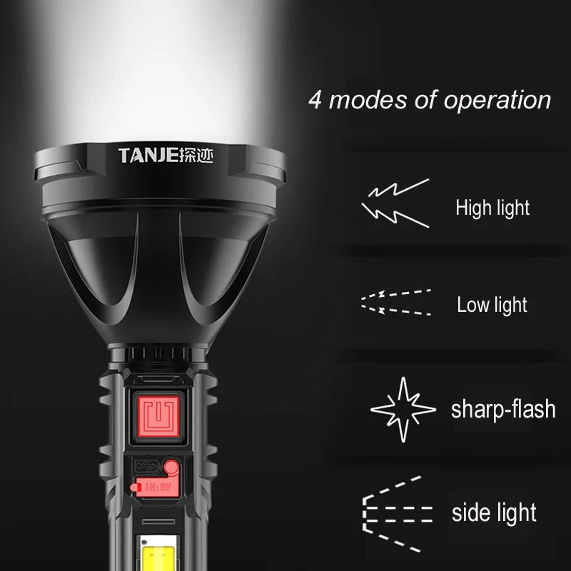 Super Powerful XHP500 LED Flashlight S830 Outdoor Lighting Tactical Torch USB Rechargeable Waterproof Lamp Ultra Bright Lantern