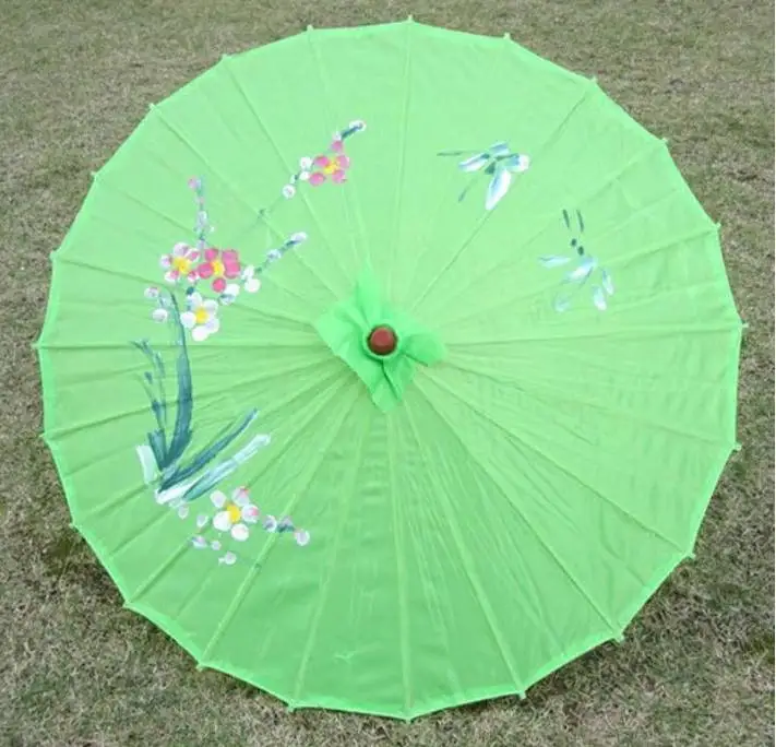 Free Shipping 100pcs/lot Assorted Colors with Hand-painted Flower Designs Wedding Bride Umbrella Silk Parasol Wholesale