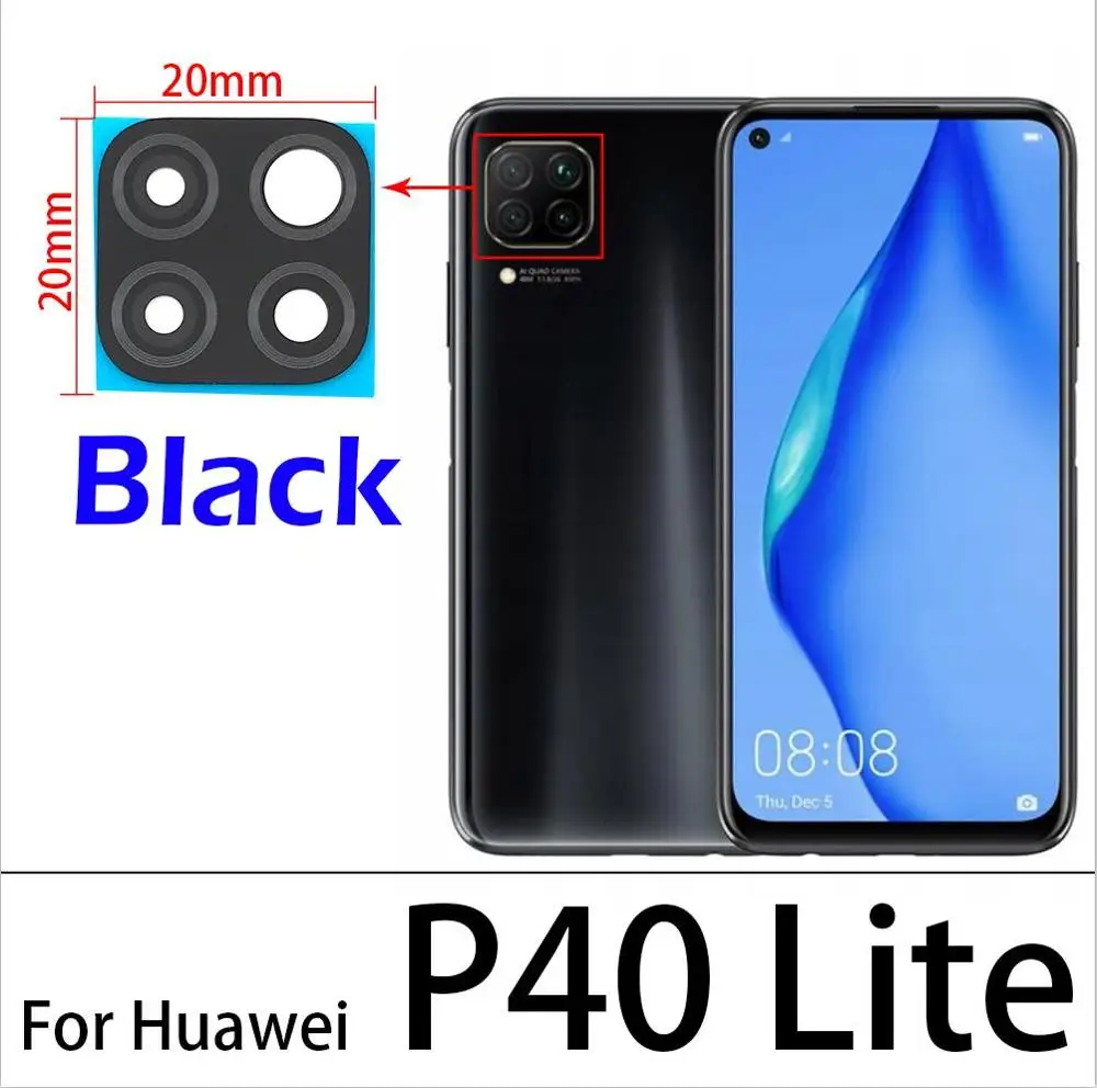 2Pcs , New Back Rear Camera Lens Glass Replacement For Huawei P20 P30 P40 Lite P40 Pro P40 Lite5G P40 Lite E