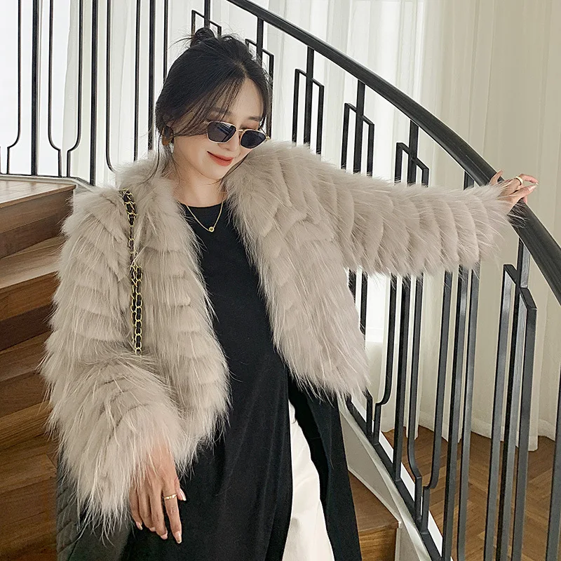 2021ใหม่มาถึงแฟชั่นผู้หญิงแฟชั่นสั้นถักของแท้ Raccoon สุนัขขนสัตว์ Rex กระต่าย Fur Coat