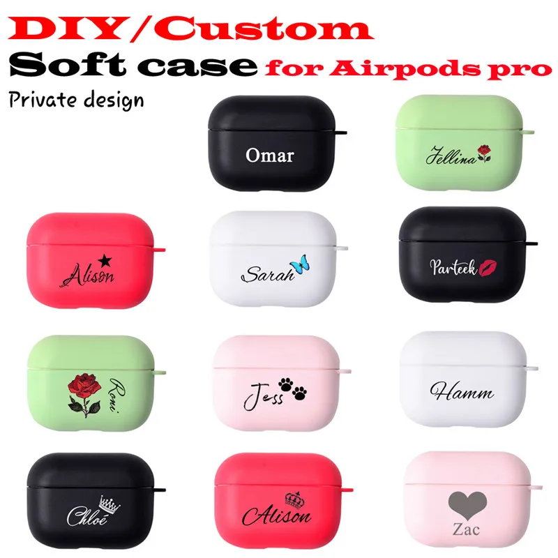 Custom name logo image Soft Silicon Case For airpods pro case for Bluetooth Wireless Airpodpro Cover DIY Customized Photo Letter