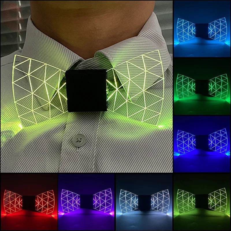 New LED Light up Mens Bow Tie Luminous Necktie Wadding Party Christmas Costume Glowing Bow tie Dance Party Supplies