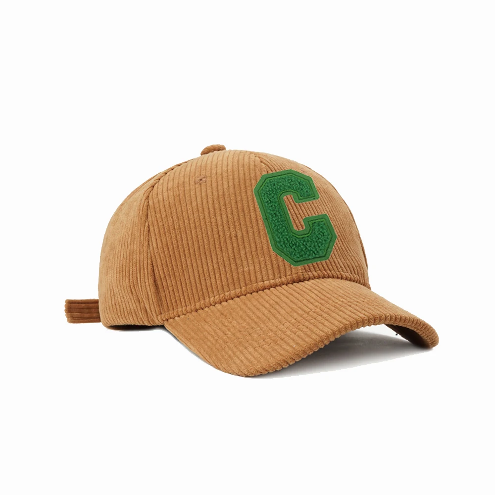 C Towel Embroidery Women\'s Baseball Cap Winter Hat Green Corduroy Thicken Men\'s Cap For Female Snapback Kpop Accessories BQM189