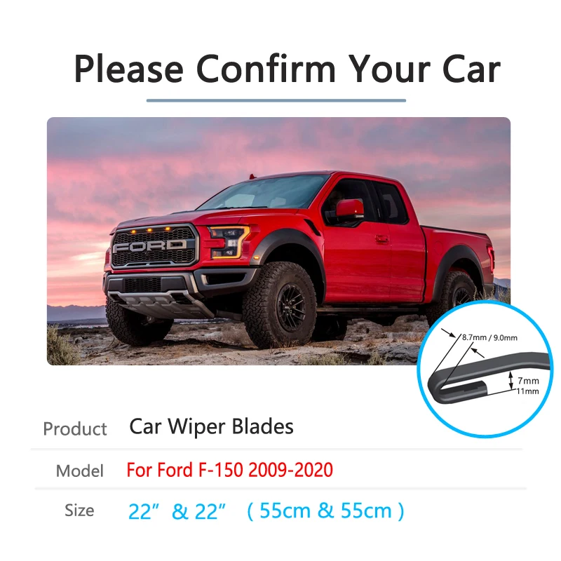 Car Wiper Blade for Ford F150 2009~2020 F-150 Raptor LOBO XL XLT Front Windscreen Windshield Wipers Goods 2010 2017 2018 2019