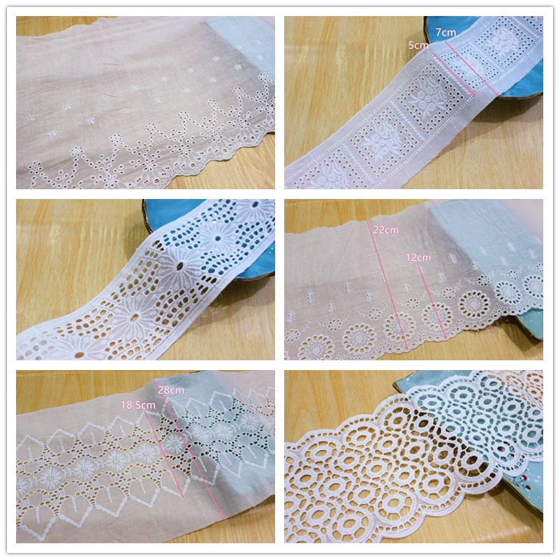 

Lace Trim 5 Yard Ivory White Cotton Cloth Embroidery Ribbon Tapes Dress Top Clothing Sewing Fabric M4F209