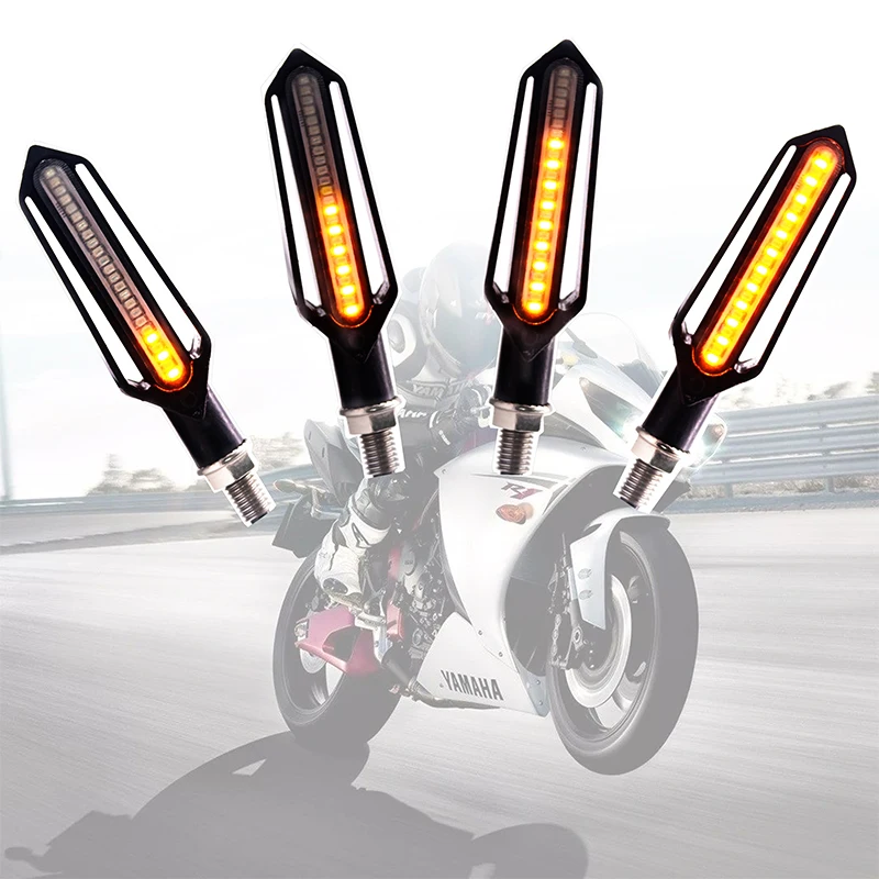 

Universal LED Motorcycle Signal Lights Brake Turn Light Smoked Shell 12V White Yellow Red Light Flowing Taillight .