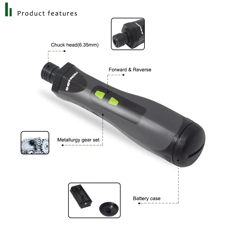 Minidestornillador eléctrico inalámbrico, herramienta manual y automática de 6V, funciona con batería, juego de engranajes de metalurgia, bricolaje