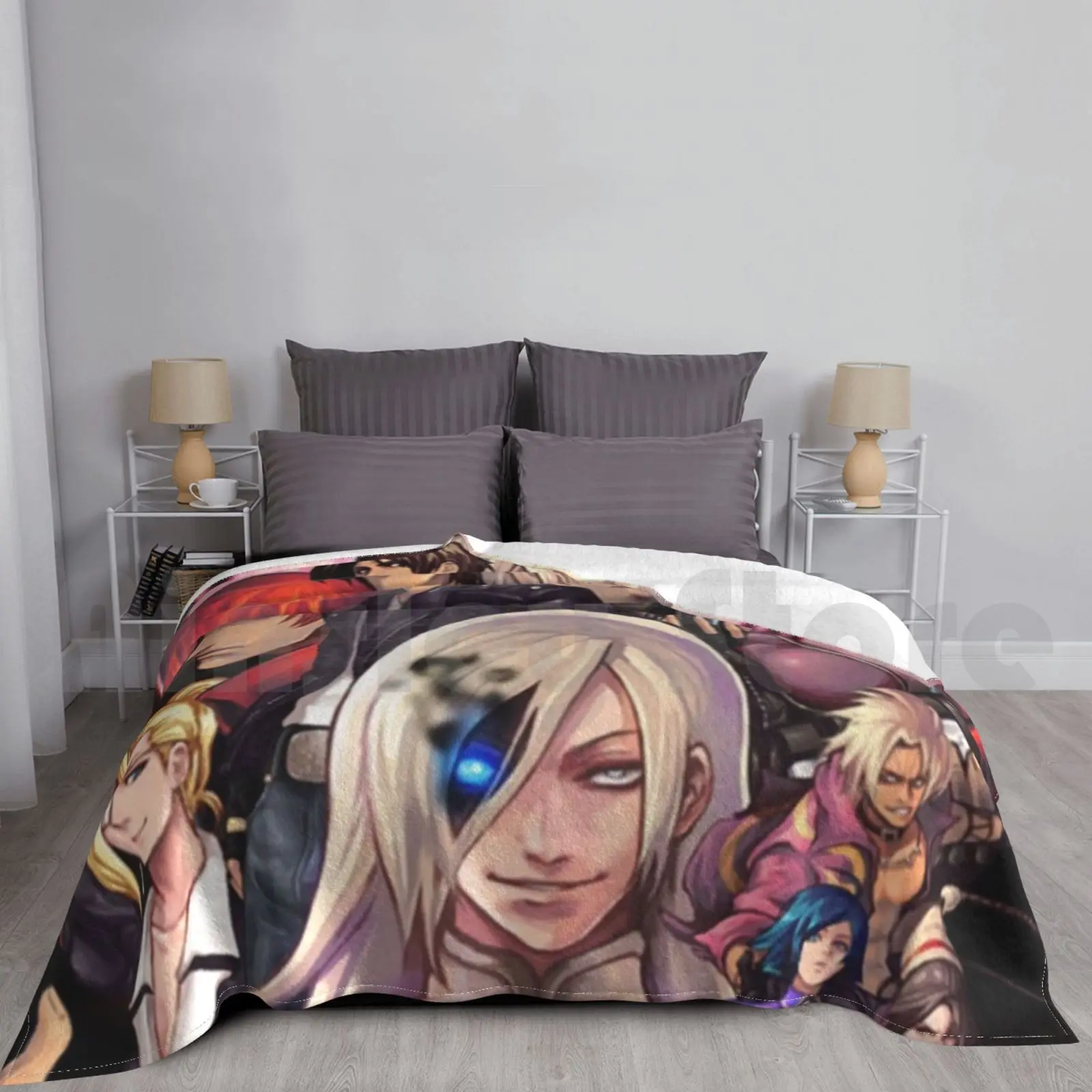 Blanket King Of Fighters Characters Kula Diamond Iori Yagami Kyo Kusanagi Ash Crimson Saiki Vice Mature Elizabeth Kof Xii Print