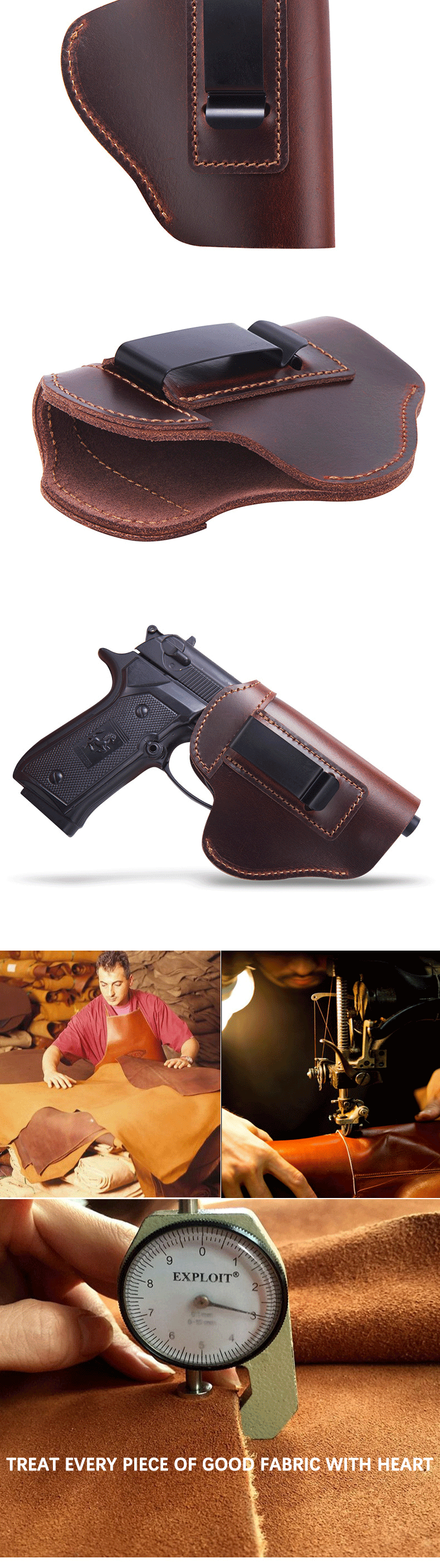 Tactical Left Right Leather Holster for Concealed Carry Airsoft IWB Gun Holsters for 17 19 9mm Hunting Universal Leather Case