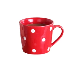 Simpatiche tazze da caffè a pois da 200 ml Tazza da latte in ceramica Tazza da acqua creativa per succhi Articoli per la casa Rosso Rosa