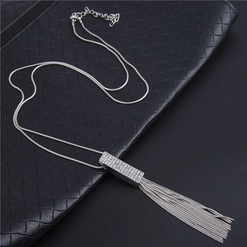 Silver Color Round Tassel Necklaces Sweater Chain Fashion Personality Simple Metal Long Necklace Pendant Gift