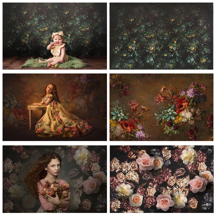 Art Flower Wallpaper Photography Background Hand Drawn Style Newborn Baby Shower Portrait Backdrop Decoration Props Photo Studio