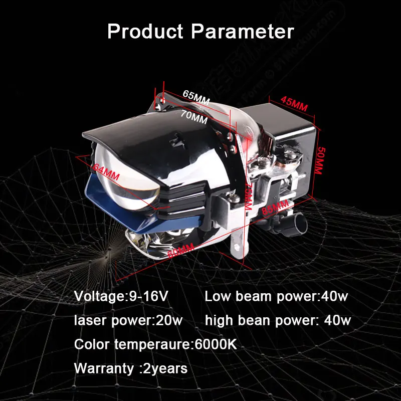 Sanvi Newes 2.5 inches Bi LED Laser Projector lens Headlight 12V 5500k 100W Auto LED Projector Headlight Car Headlight Retrofit