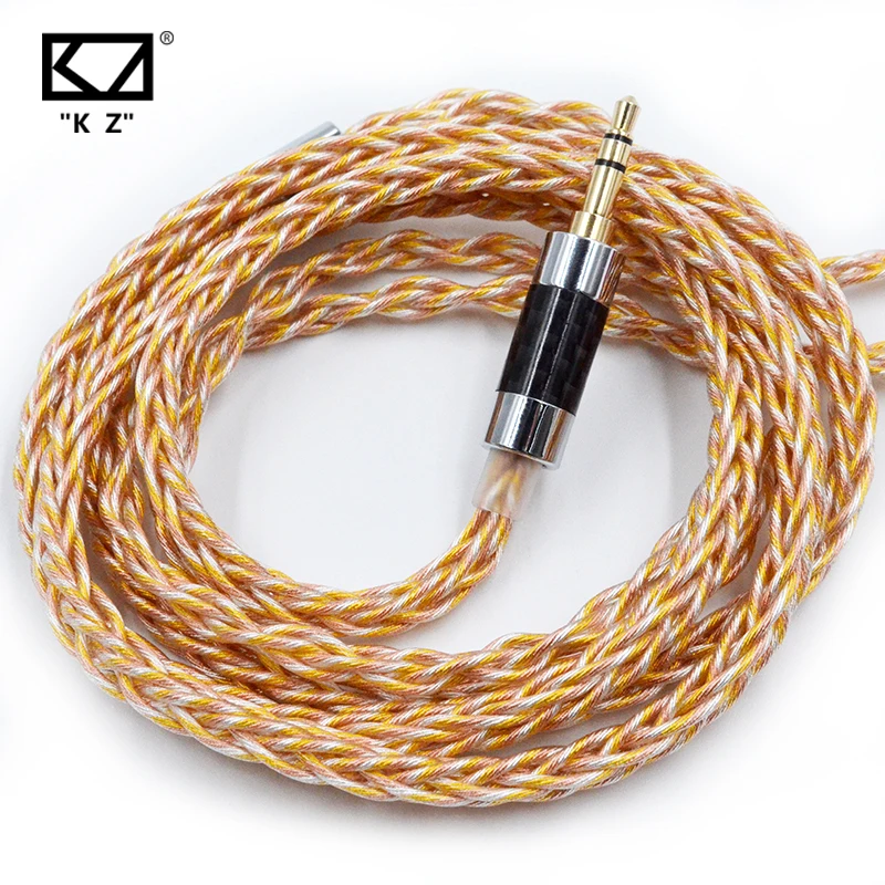 KZ 8 Core Gold Silver Copper Mixed Plated Upgrade Cable Earphones Cable With 3.5mm 0.75mm Pin KZ ZSN PRO ZSX DQ6 ZAX ZS10 PRO