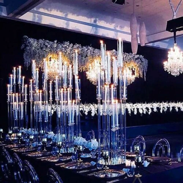 

Tall Crystal Tube clear Candelabra Wedding Centerpiece Candle Holder Party Decor Taper Candle Holder Stands yudao1712