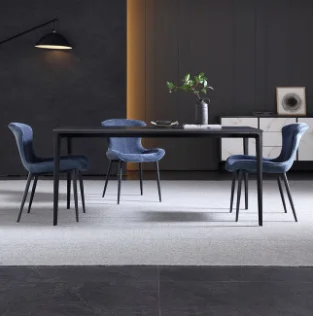 

Italian imported rock plate dining table household dining table extremely simple frosted black Italian modern luxury dining tabl