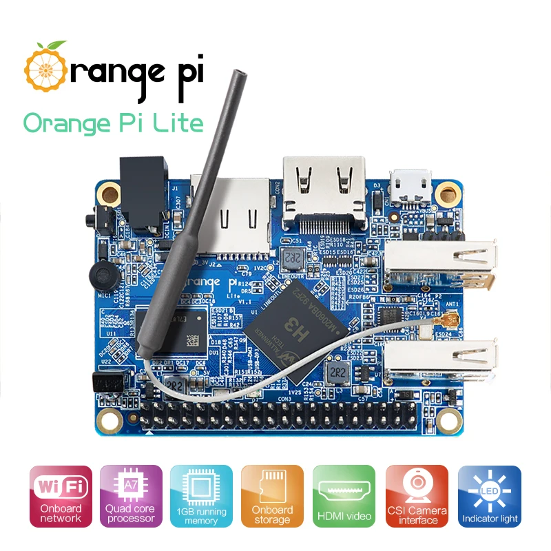 Laranja pi lite 1gb + fonte de alimentação, usa allwinner h3 soc, executar android 4.4, ubuntu, debian imagem