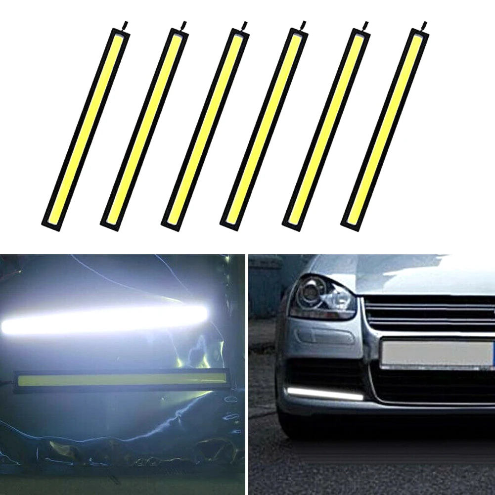 

6X 12V Waterproof White DRL COB LED Strip Light Bar For Camping Caravan Boat Car LED COB Car Auto Lamp Fog Light White DC10V-12V