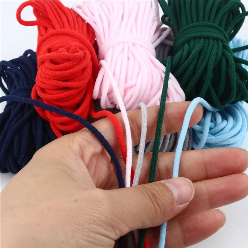 10Yard 3MM Round Mouth Mask Elastic Band Mask Rope Rubber Band Tape Mask Ear Hanging Rope Belt String Oil Core DIY Sewing Crafts