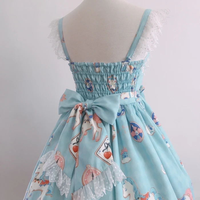 Prinzessin viktorianischen kleid kawaii mädchen täglichen loli cos süße lolita strap kleid vintage falbala bowknot nette druck hohe taille