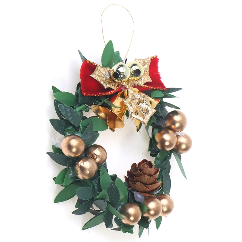 6Cm Dekorasi Natal Garland 1:12 Rumah Boneka Miniatur Natal Karangan Bunga Garland Ornamen Natal Decoracion Navidad